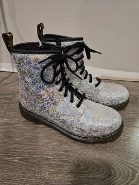 Dr. Martens Silver Glitter Boots Size 7